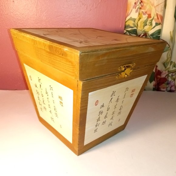 CHINESE 7" INCH WOODEN FOOD BOX STORAGE DECOR - Picture 5 of 7